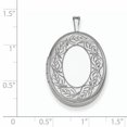 thumbnail image 3 of Sterling Silver Rhodium-plated 26mm Leaf Border Oval Locket QLS330 (31mm x 20mm), 3 of 3