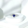 thumbnail image 3 of Rosec Jewels Heart Shape Lab Grown Blue Sapphire Promise Ring with Diamond for Women - 6 mm, 14K White Gold, US 11.50, 3 of 9