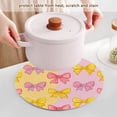 thumbnail image 5 of 3PCS Trivet Mats 15 Inch Round Heat-Resistant Pot Holders Hot Pads Table Decor Yellow and Pink Bows, 5 of 6