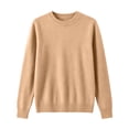 thumbnail image 4 of BELTNOV Women Solid Crew Neck Pullover Sweater Soft Knit Long Sleeve Tops Ribbed Cuffs Hem Loose Straight Warm Casual Winter Daily Outfit Coffee, 4 of 5