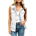 thumbnail image 5 of MaFYtyTPR Women's Utility Zip Up Vest Stand Collar Multi Pocket Cargo Sleeveless Jackets with Drawstring Waist A-White L, 5 of 5
