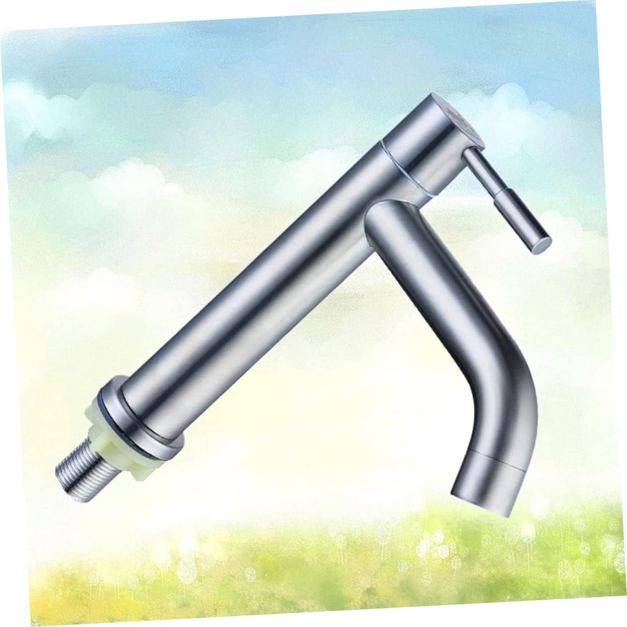 Bath Faucet Bathroom Accessories Bathtub Faucet Stainless Steel Water Tap Home Water Faucet Waterfall Faucet Single Cold Faucet Spout Sprayer to Rotate Single Handle Silver Outdoor