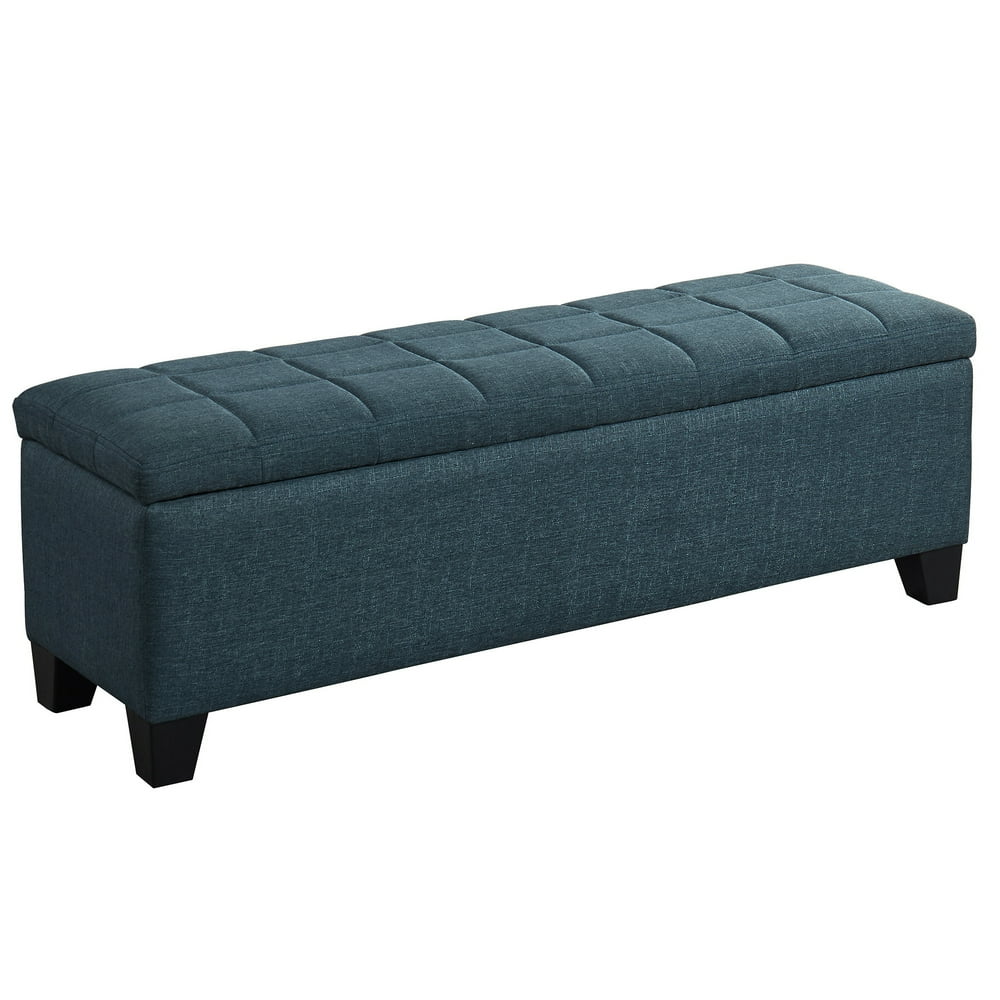 Fabric Storage Bench, Grey/Blue
