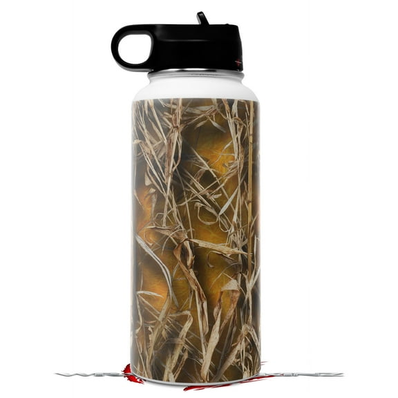 Skin Wrap Decal compatible with Hydro Flask Wide Mouth Bottle 32oz WraptorCamo Grassy Marsh Camo Orange (BOTTLE NOT INCLUDED)