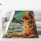 thumbnail image 1 of Fotbe Space Adventurer Cat Manta de Franela Acolchonada con Estampado, Súper Suave y Esponjosa, Extra Grande para Sofá, Cama, Uso Todo el Año-50"x40", 1 of 7
