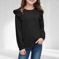thumbnail image 2 of Zshosam Girls Tees Long Sleeve Baby Girls Ruffle Tops Long Sleeve Crewneck Cute Shirt Kids Thermal Tshirt Soft Basic Tee Size 5T 6T,(Black 5-6 Years), 2 of 5