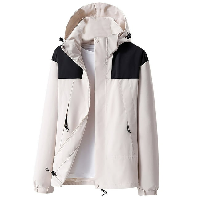 TIMIFIS Manteau de Pluie pour Homme avec Capuchon Coupe-Vent Décontracté Imperméable Manteaux de Randonnée Léger Actif Plein Air Voyage Manteau