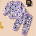 thumbnail image 2 of Odeerbi Infant Boys Girls Fall Winter Outfits Halloween Sweatsuits Cute Tracksuit Halloween Holiday Style Cute Ghost Print Sweatshirt Sweatpants Suit Infant Clothes Purple, 2 of 4