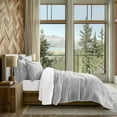 thumbnail image 3 of EVERGRACE Velvet Quilt Set Queen Size, Luxurious Soft Quilted Bedding Sets, Lightweight Velvet Comforter for All Season, Striped Channel Bedspread Coverlet with 2 Shams, Frost Gray, 3 of 8