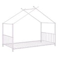 thumbnail image 2 of Kumix Twin Size House Floor Bed, Metal Floor Bed with Fence and Roof, House Bed for Teens, Playhouse Twin Bed Frame for Girls, Boys, Pink(Without Slats), 2 of 8