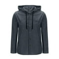 thumbnail image 5 of Womens Corduroy Button down Shirt, Long Sleeve Hooded Jacket, Casual Fall Solid Short Hooded Coats, 5 of 8