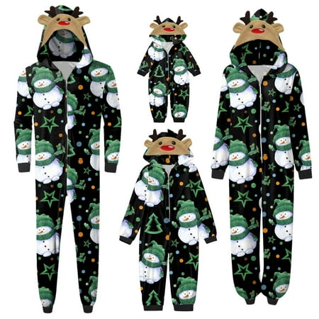 

TAIAOJING Men s Matching Christmas Pajamas for Family Daddy Jumpsuit For Cute Big Headed Deer Print Plaid Long Sleeve Romper Soft Casusal Holiday Sleep Pajama Sets