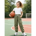 thumbnail image 2 of HILEELANG Kids Quick-Dry Cargo Pants Lightweight 4-Way Stretch Outdoor Joggers for Boys & Girls 7-8 Years Olive Green, 2 of 14