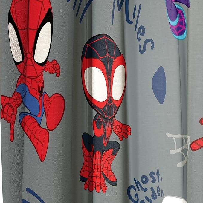 Spidey & His Amazing Friends 3 Heroes 2 Panels Blackout Curtain Set, 84 Inch Long - Window Curtains for Kids