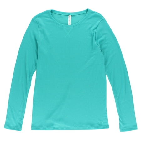 shirt waffle sleeve armour under teal cozy womens light