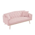 thumbnail image 5 of Resenkos Sofa Bed Convertible Sofa Sleeper 61.5" Sofa for Bedroom Fabric Compact Living Space Couch for Apartment and Room, Pink, 5 of 10