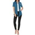 thumbnail image 4 of Women's Casual Short Sleeve Draped Open Front Solid Cardigan, 4 of 5