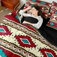 thumbnail image 4 of jejeloiu Ancient Bohemian Aztec 7pcs Bedding Comforter Set,Boho Exotic Style Queen Bedding Sets,Red Beige Cyan Queen Sheet Sets For Men Women,Breathable Home Decor Reversible, 4 of 8