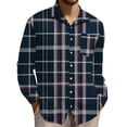 thumbnail image 2 of biudgviw Mens Button Down Shirts Long Sleeve Soft Plaid Shirt Fashion Casual Loose Lapel Lightweight Top with Pocket, 2 of 6