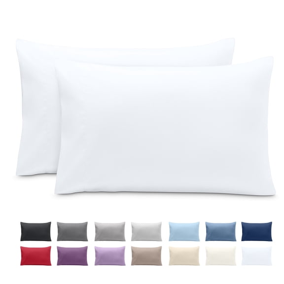 Bare Home Pillowcase Set - Envelope Closure - Premium 1800 Collection - Double Brushed - Ultra Soft - Standard Size, White, 2 Count