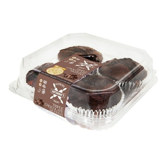 Antonina's Gluten Free Bakery Frozen Kosher Triple Chocolate Muffin 10.5oz 4 Pack
