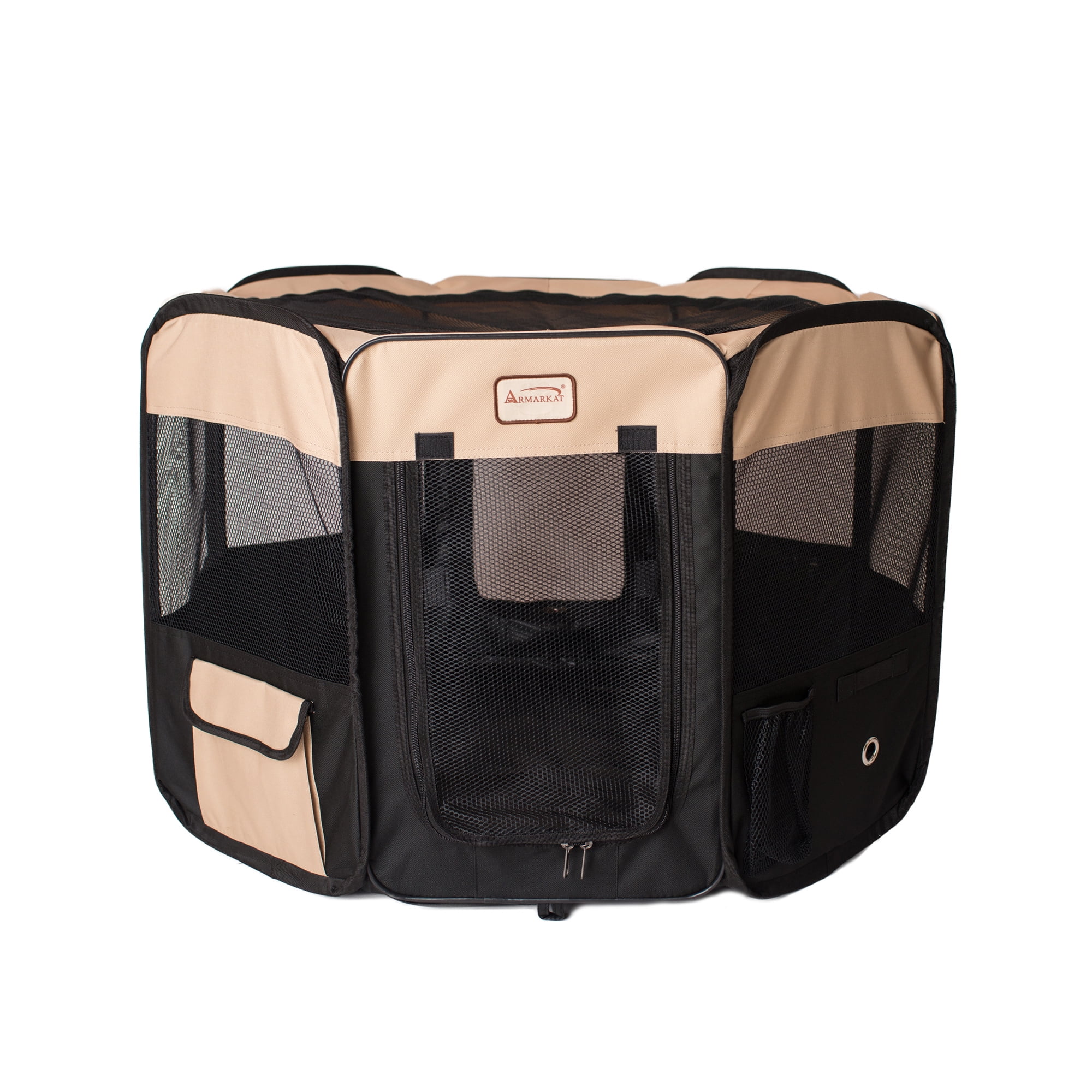 Armarkat Model PP003BGE-M Portable Pet Playpen in Black and Beige Combo