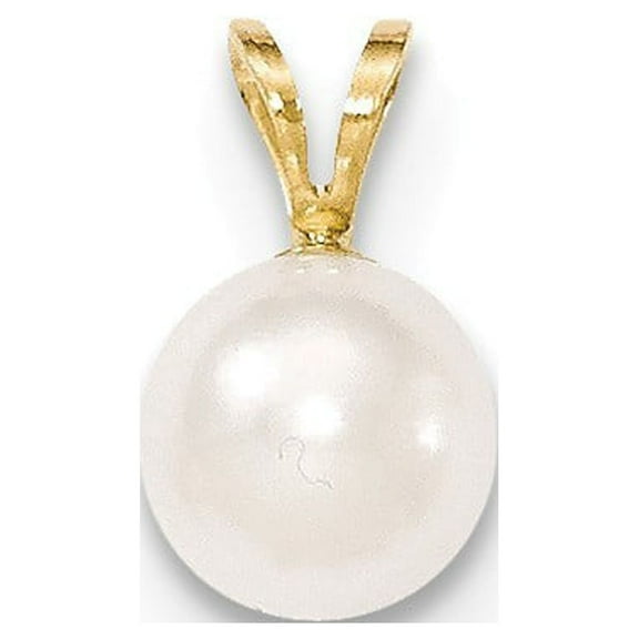 14k Yellow Gold 6-7mm Round White Akoya Pearl Pendant