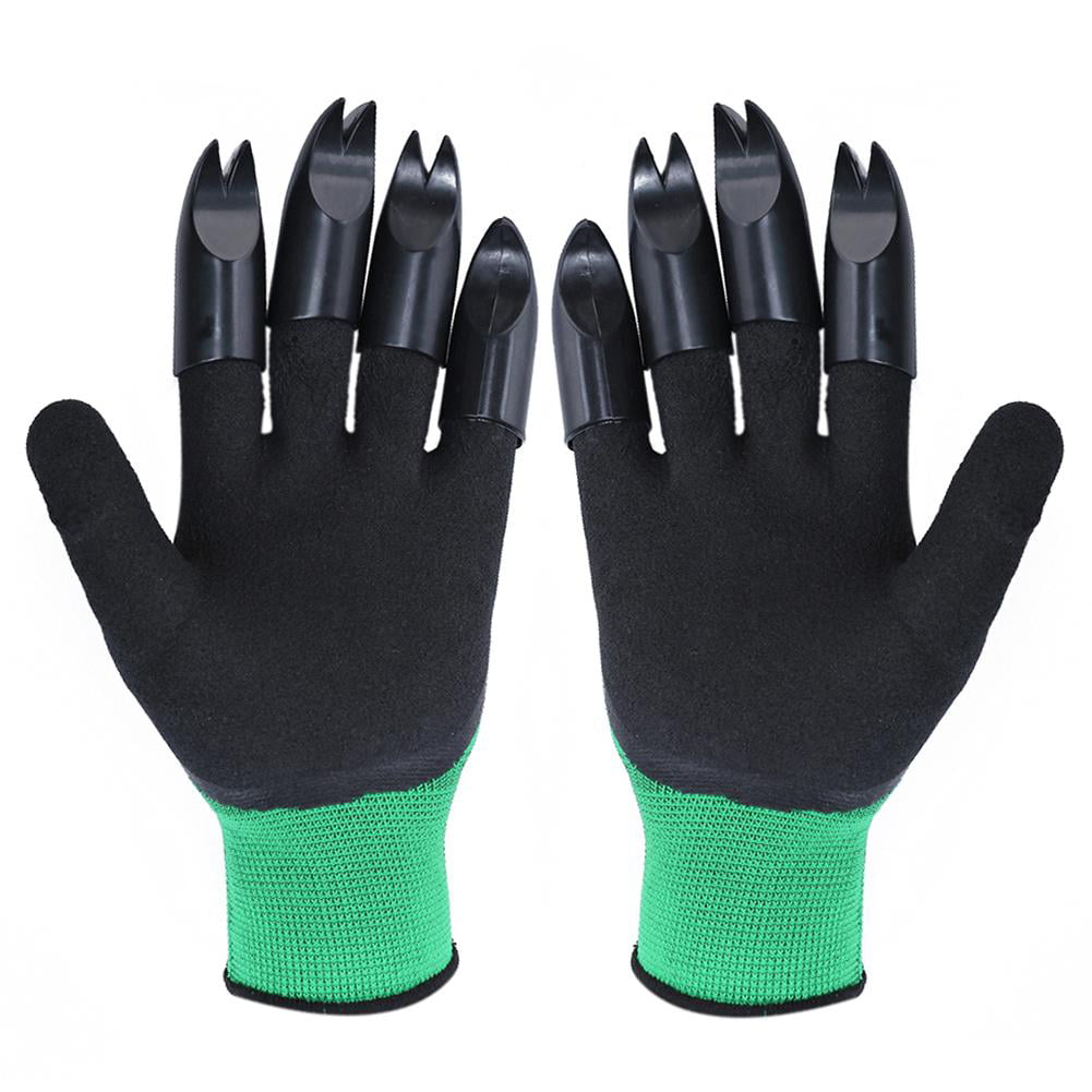 1 Pair Garden Gloves with 8 Fingertips Claws Raking Digging Planting Gloves C#P5 