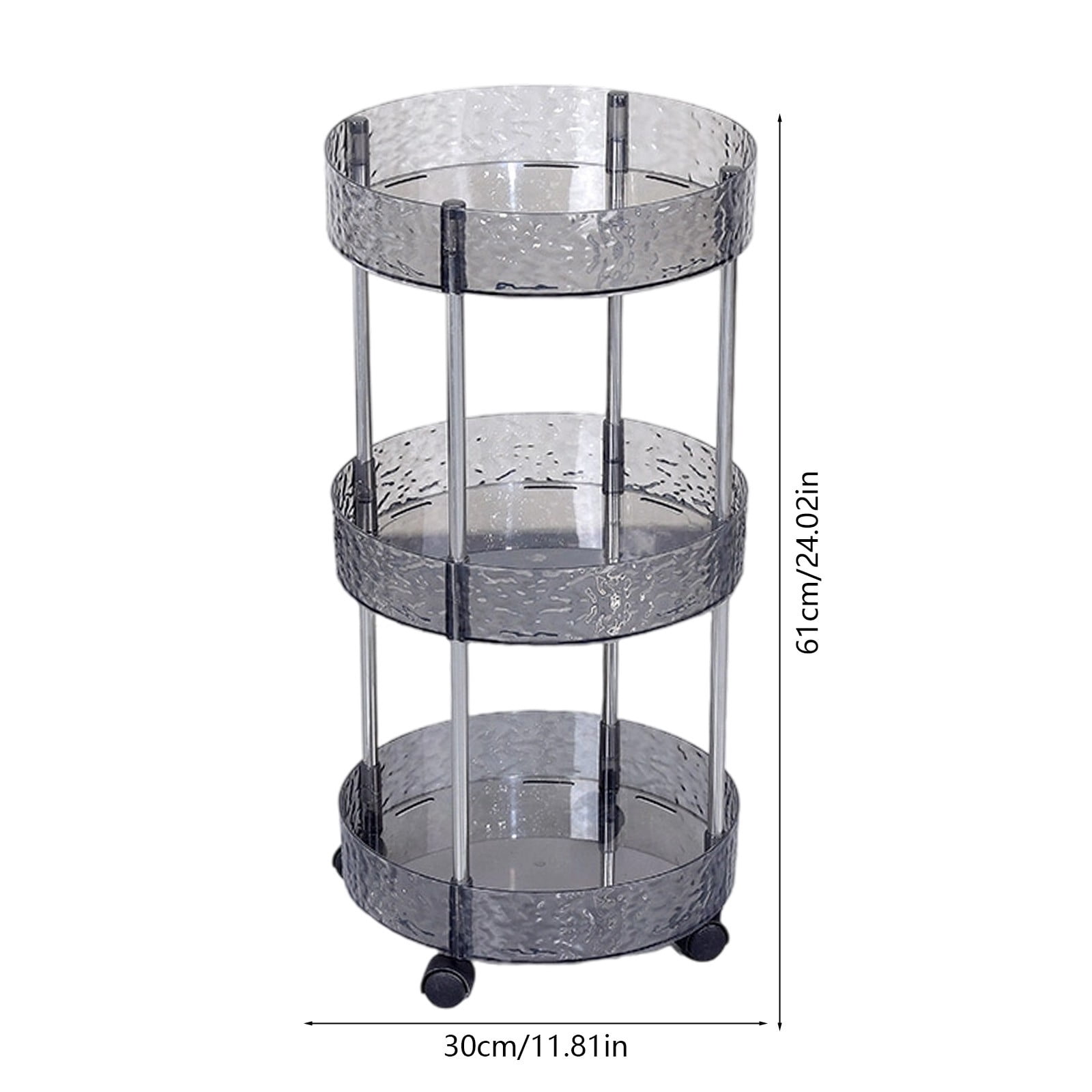 3 Tier Floor Storage Rack with Wheels for Kitchen Bathroom Living Room, Multi-Layer Organizer for Utensils Snacks Toiletries Shoes, Space Saving Vertical Storage Solution, Easy to Move and Access