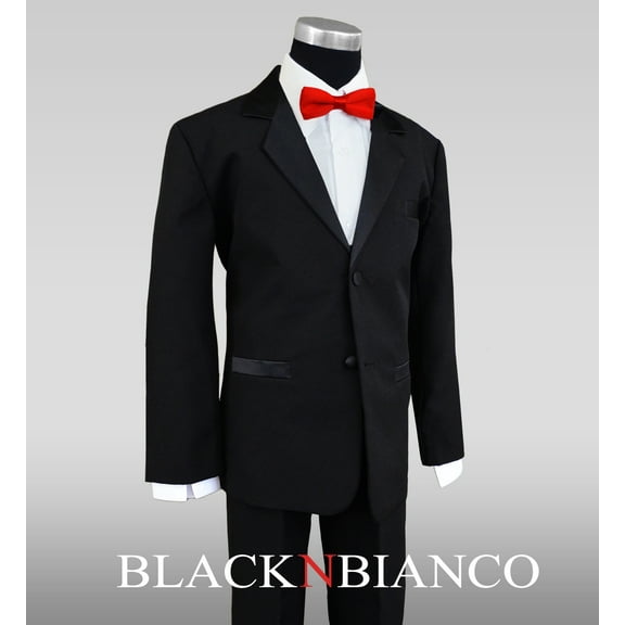 Big Boys Tuxedos in Black with Vibrant Red Bow Tie