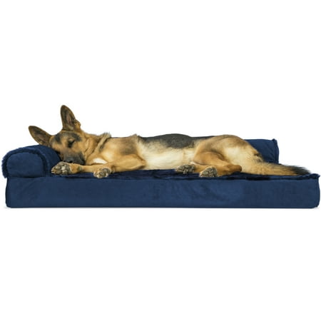 UPC: 0842229104790 | FurHaven Pet Products Plush & Velvet Deluxe Chaise Lounge Orthopedic Sofa-Style Pet Bed for Dogs & Cats – Deep Sapphire Jumbo