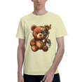 thumbnail image 3 of Men Vintage Steampunk Gear Butterfly Teddy Bear Graphic Crew Neck T-Shirt, Retro Machinery Plush Bear Poly Cotton Casual Short Sleeve Tee, 3 of 8