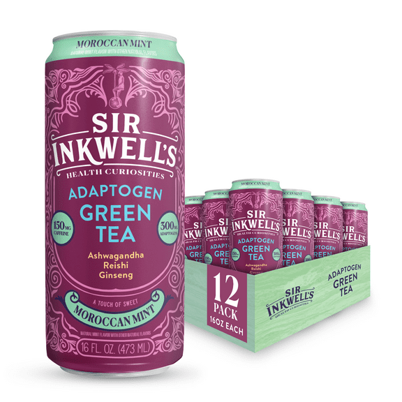 Sir Inkwell's Adaptogen Green Tea, Healthful Energy, 12 Pack, 16 oz