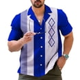 thumbnail image 2 of Mens Casual Vintage Bowling Shirt Retro Striped Short Sleeve Button Down Shirts, 2 of 12