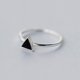 thumbnail image 1 of Anillo de Plata de Ley 925 para mujer, sortija ajustable de triángulo de esmalte negro geométrico, joyería fina minimalista para regalo de fiesta, 1 of 2