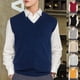 thumbnail image 3 of Chaleco tipo jersey holgado y cálido sin mangas para hombre, chaleco tipo jersey con cuello en V, 3 of 5