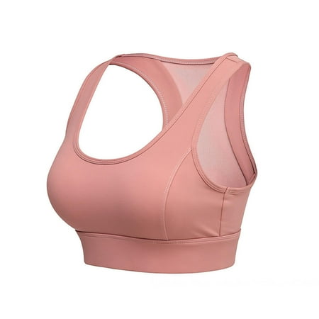 

Gather mesh outer wear yoga vest bra sports underwearmaterialnylon Pink L