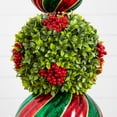 thumbnail image 4 of Nearly Natural Pre-Lit Artificial Boxwood and Ornament Christmas Topiary Tree - 3’ - LED Lights, 4 of 4