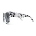 thumbnail image 3 of Colored Mirror White Marble Frame 80s Robotic Shield Sunglasses Black, 3 of 4
