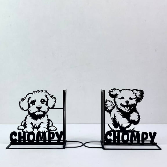 Craftnamesign Custom Bichon Frise Dog Metal Bookend, Cute Dog Book Stoppers for Library, Office