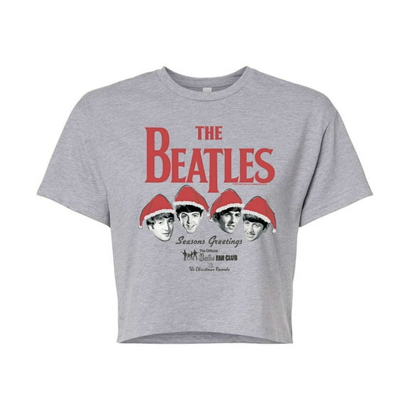 The Beatles - Beatles Christmas - Juniors Cropped Graphic T-Shirt