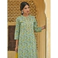 thumbnail image 7 of Janasya Indian Women's Light Green Cotton Floral Print Kurta with Flared Palazzo and Dupatta, 7 of 7