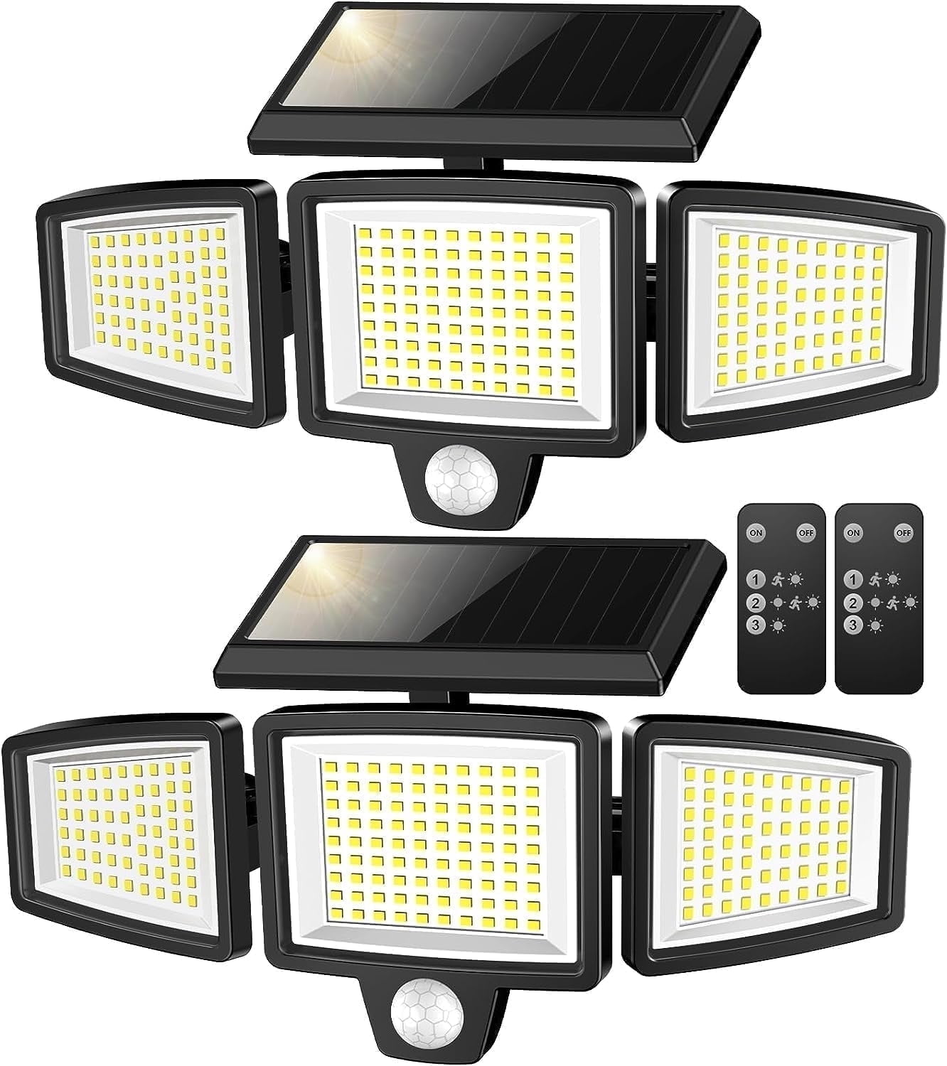 IJIL 2500-Lumen Solar Motion Sensor Security Lights 3 Heads 2 Pack photo 1