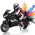thumbnail image 2 of Floseru 49cc 4-Stroke Gas Pocket Bike, Gas Powered Mini Bike, Pocket Rocket Motorbike for Kids, Mini Motorcycle with Front Rear Disc Brakes Dual Headlights, Up to 25 MPH, Max Load 330Lbs, 2 of 7