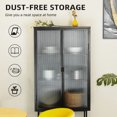 thumbnail image 4 of Storage Cabinet, Floor Cabinet with Dual Doors and Three Shelves, Cabinets for Living Room Bathroom Dining Room Kitchen Room Entryway, Black, 4 of 7