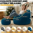 thumbnail image 3 of DEALTOPS Bean Bag Sofa Chair with Footrest, Foam-Filled Comfy Lounge Chair for Living Room, Bedroom, Dorm & Nursery, Blue, 3 of 7
