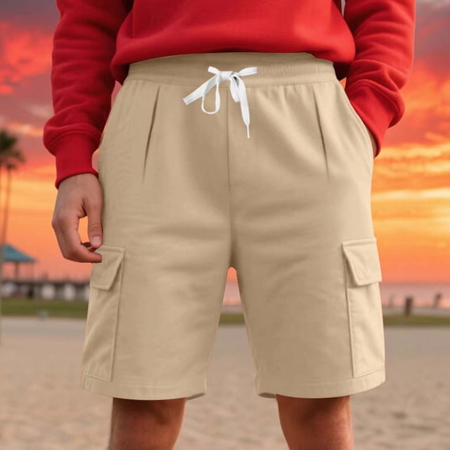 Ceisia Men's Spring Summer Fitness Shorts - Drawstring Gift Frenulum Multiple Pockets Breathable Running Five-Point Pants