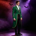 thumbnail image 4 of Ringmaster Circus, Outfit Tailcoat, Long Tailcoat Magician, Pirate Coat, Long Tailcoat Magician Costume Gold Trim Victorian Frock Coat Ringmaster Circus Outfit for Movie Night, Green S, 4 of 6