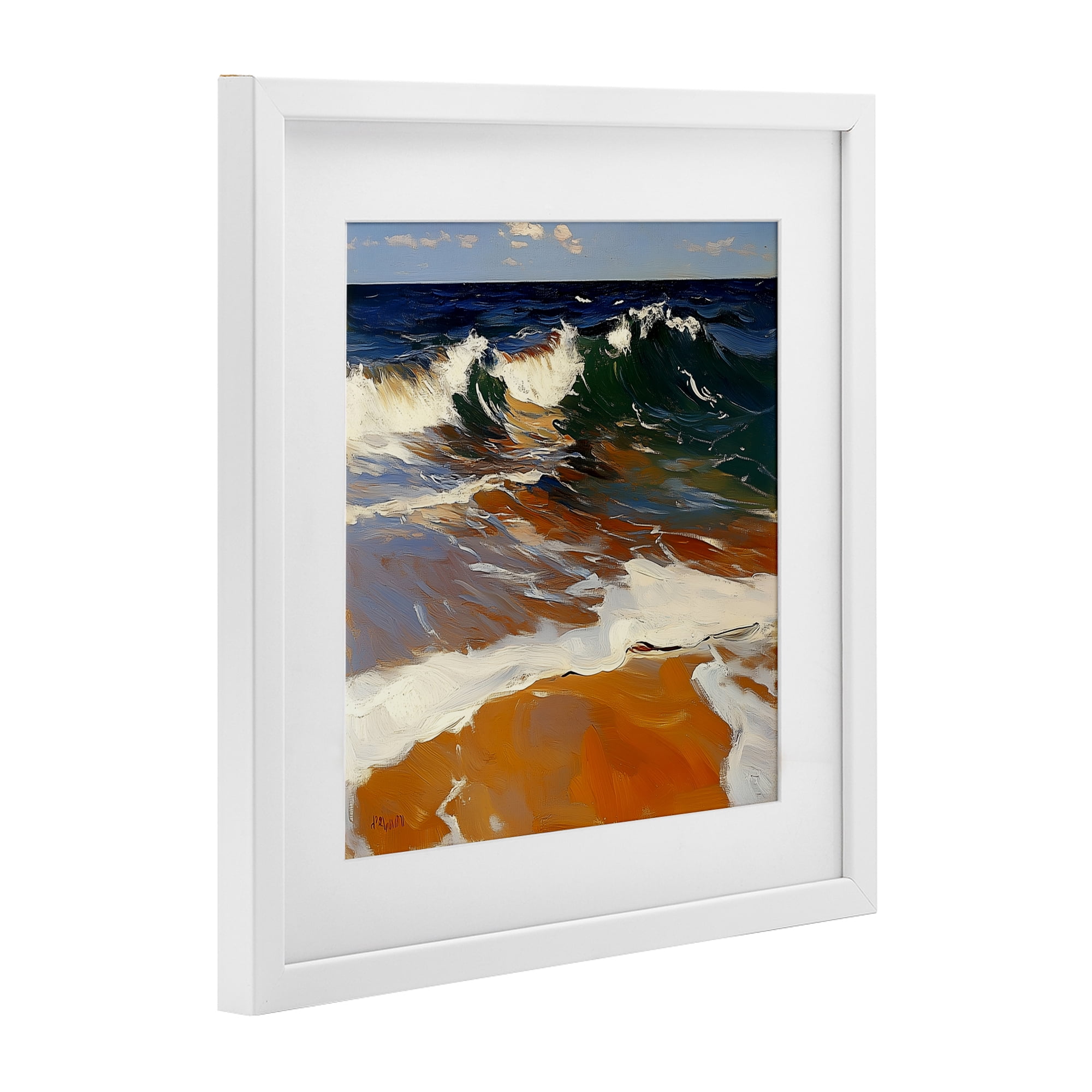 Stupell Industries Glassy Wave Break White Framed Print Under Glass, design by Walker Noble