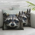 thumbnail image 3 of Chilfamy Throw Pillow Covers for Couch Funny Cute Raccoon Bed Or Sofa Pillows Case Brown and White Hair Rock Gesture Decorative Square Cushion Covers  White, 3 of 5